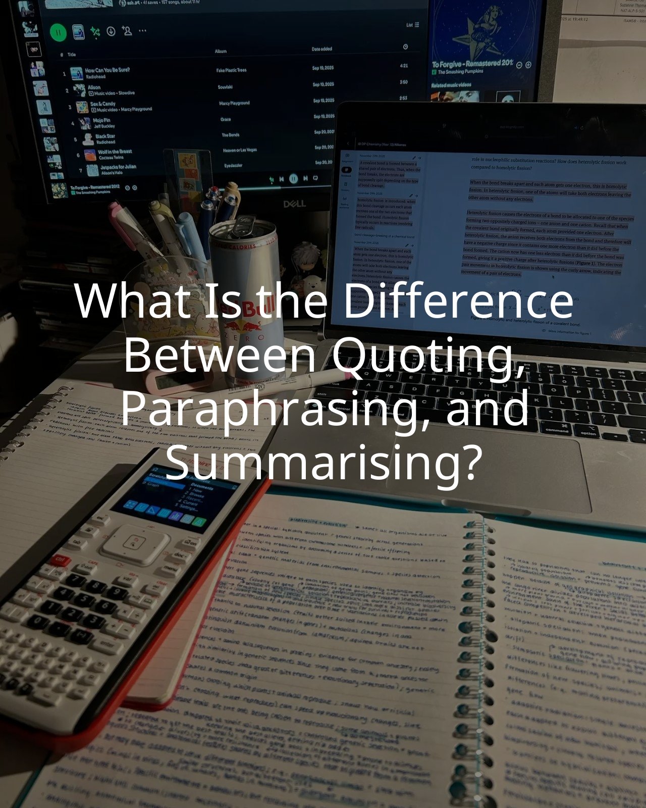 What Is the Difference Between Quoting, Paraphrasing, and Summarising?